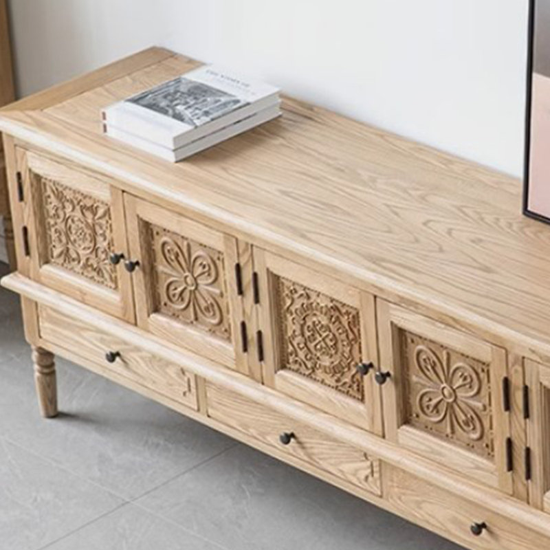 Carved wood tv cabinet discount